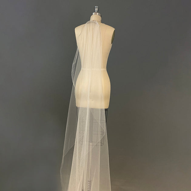 Rosie - Two Tier Waltz Length Ribbon Edge Veil