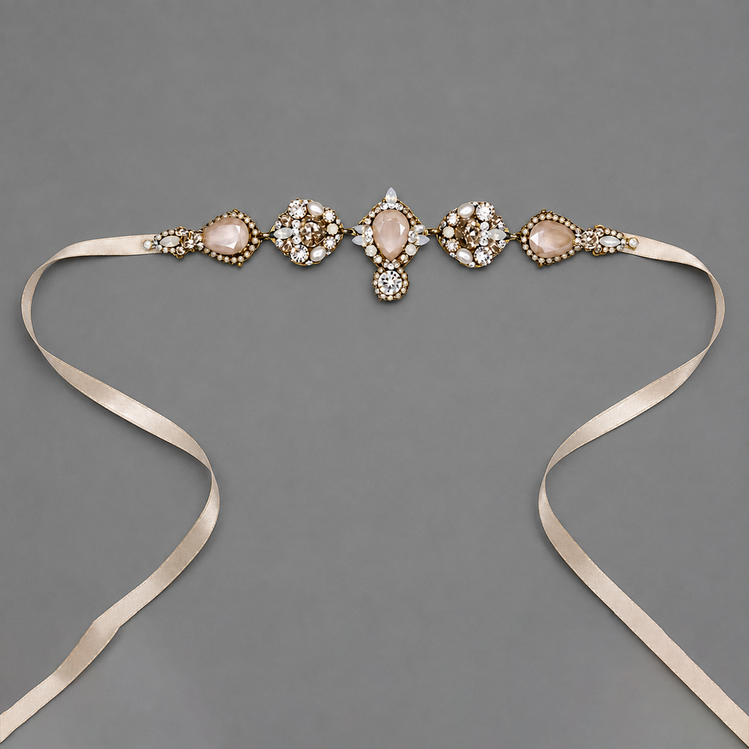 wedding dress belt rose gold Korbin Rhinestone Bridal & Sash SCH006662
