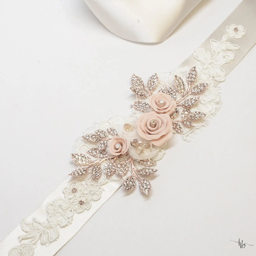 slim fit dress slacks Custom Bridal Flower Girl Flower Sash Belt main image 1
